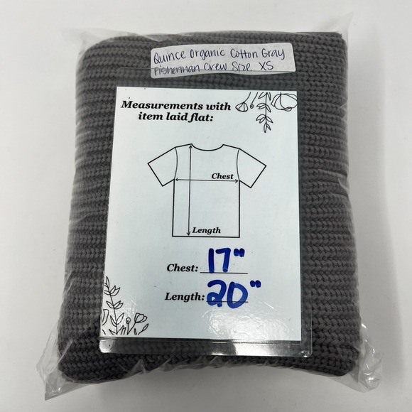 Quince Women 100% Organic Cotton Fisherman Crew Sweater Gray Sleeved Top XS - Picture 8 of 8